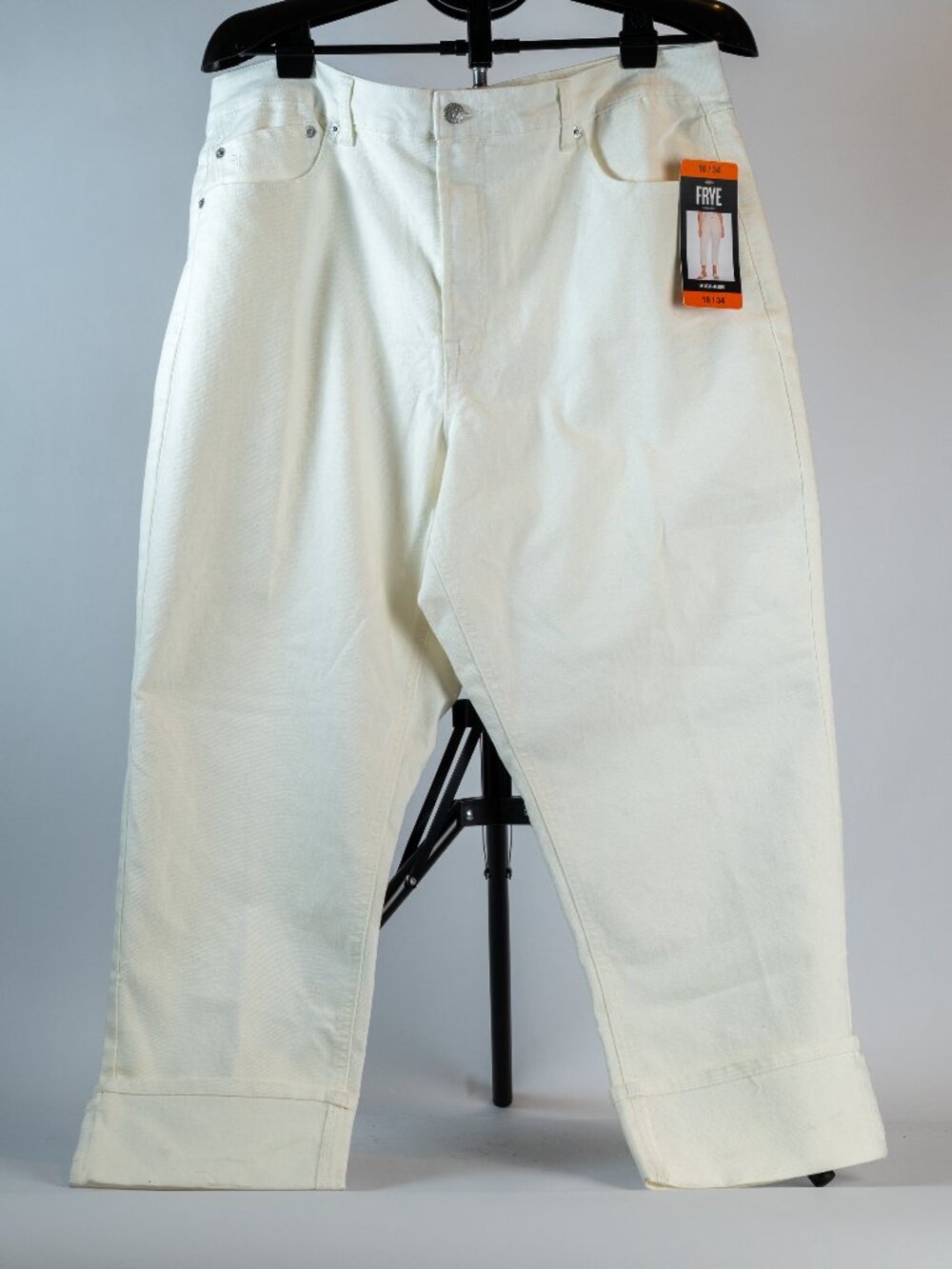 Frye Women's High Rise Wide Leg Cuffed Jeans Ecru Cream NWT Size 16